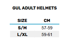 2025 GUL ADULT HELMETS 0 Size Chart